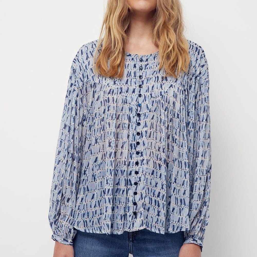 Blue Patterned Women's Blouse